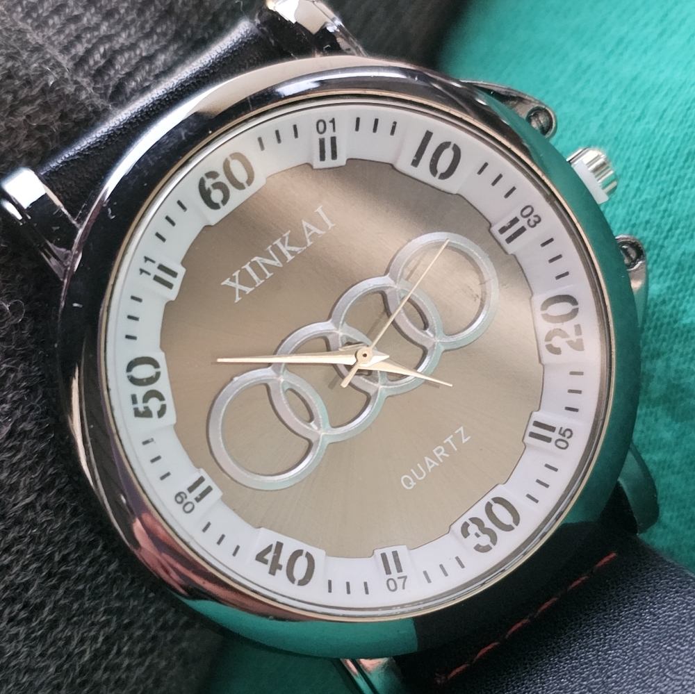 Leather Audi Watch Black in Colour